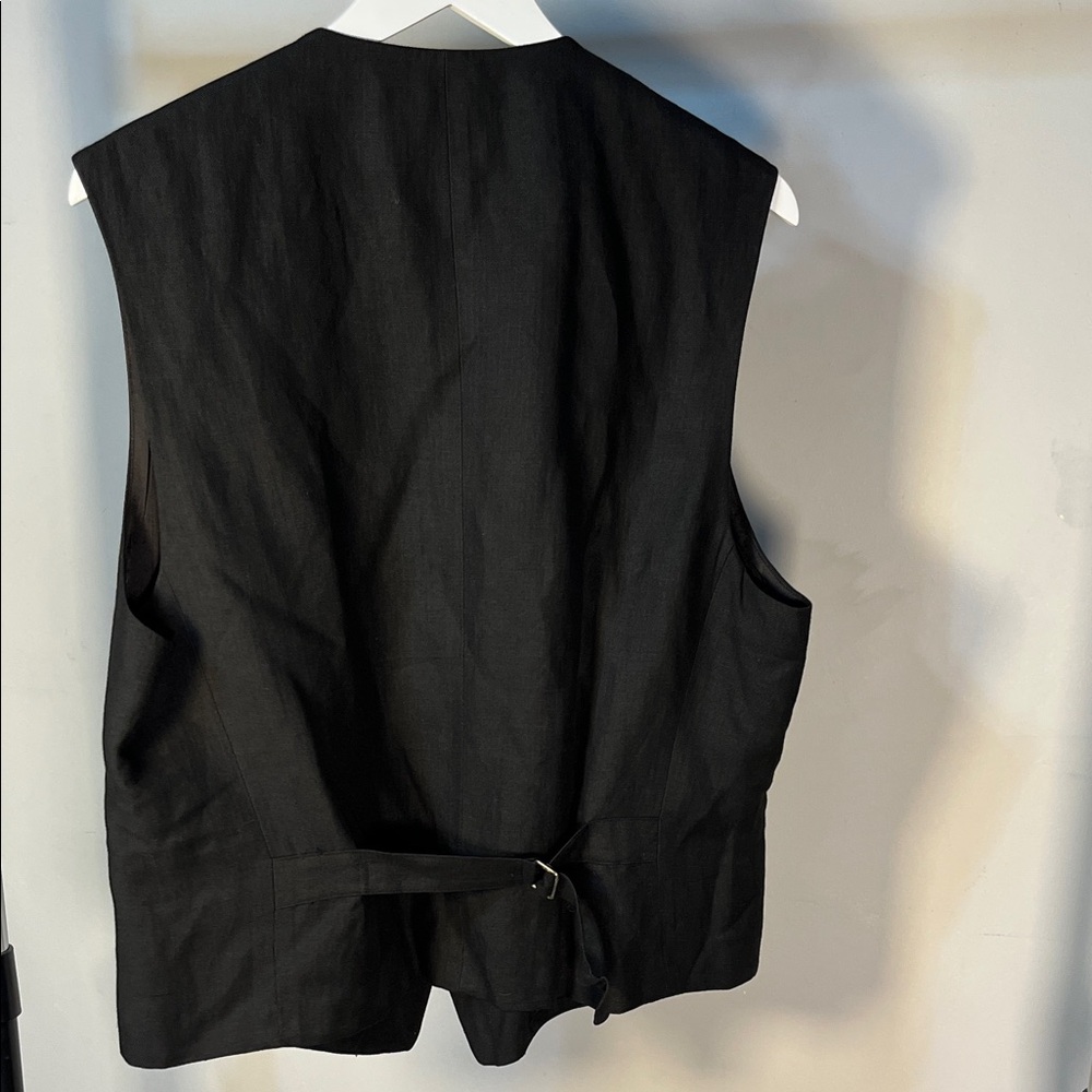 Claiborne Linen Blend Charcoal Black Men's Vest - Picture 5 of 12